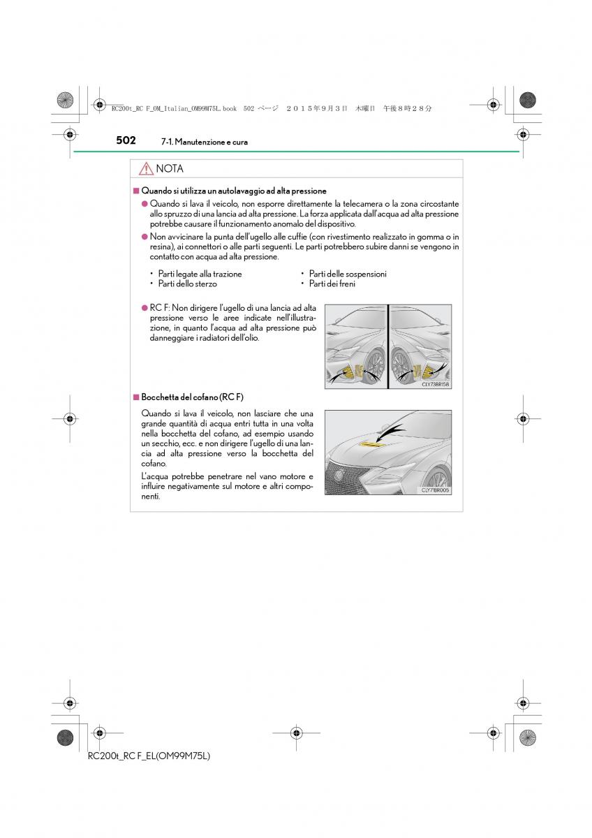 Lexus RC manuale del proprietario / page 502