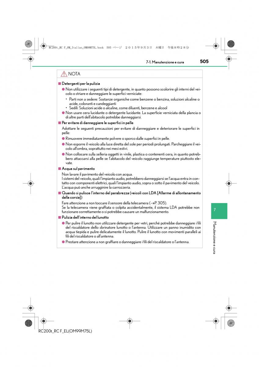 Lexus RC manuale del proprietario / page 505
