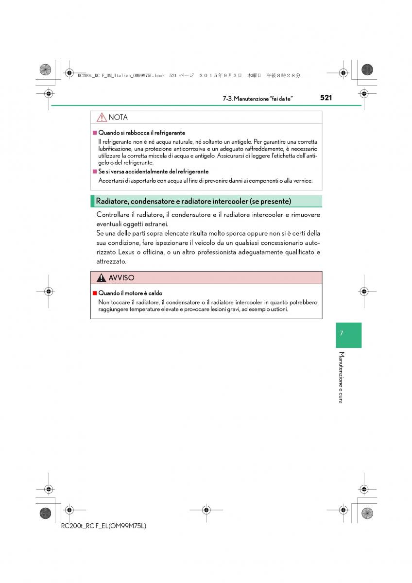 Lexus RC manuale del proprietario / page 521