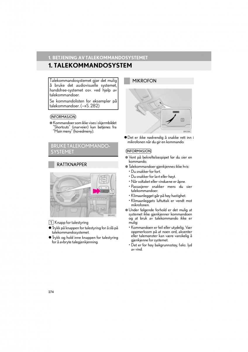 Lexus RC bruksanvisningen / page 274