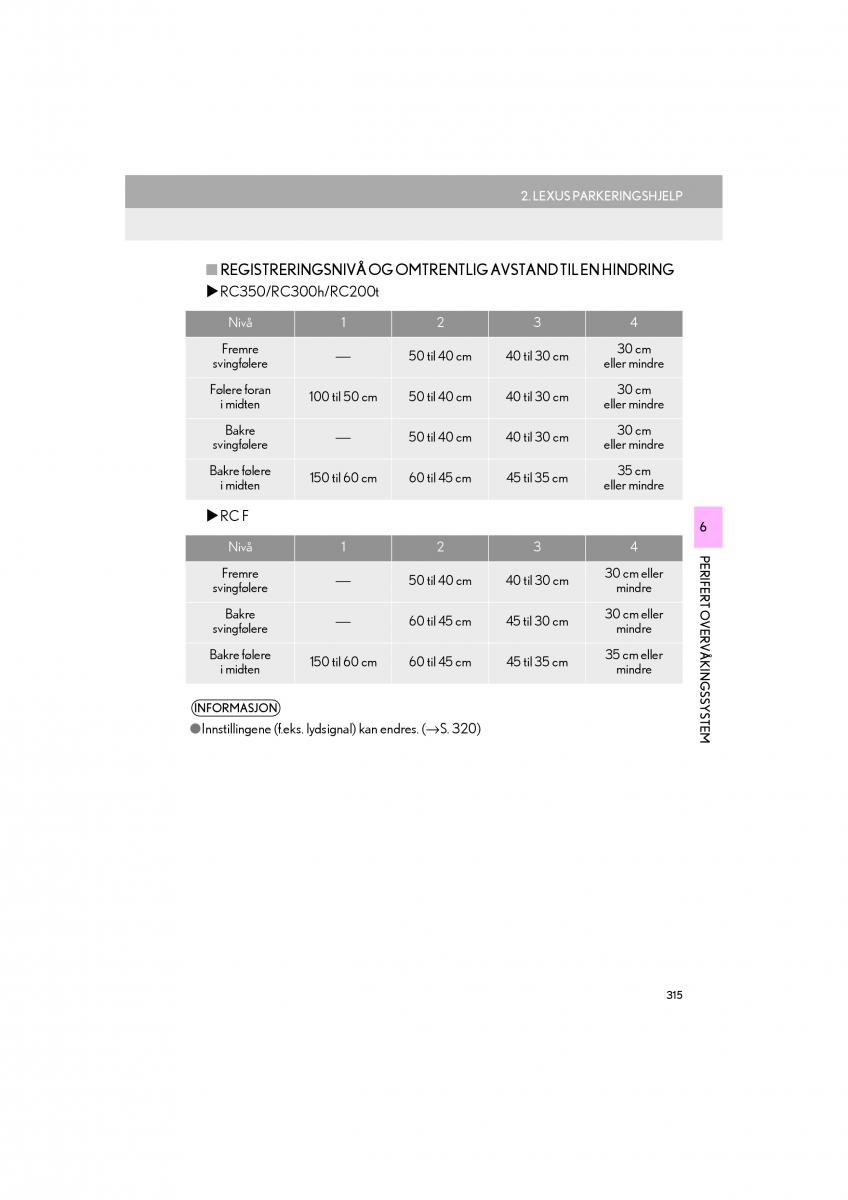 Lexus RC bruksanvisningen / page 315