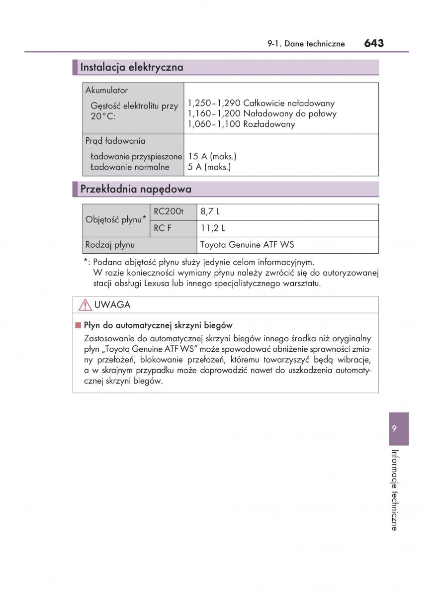 Lexus RC instrukcja obslugi / page 643