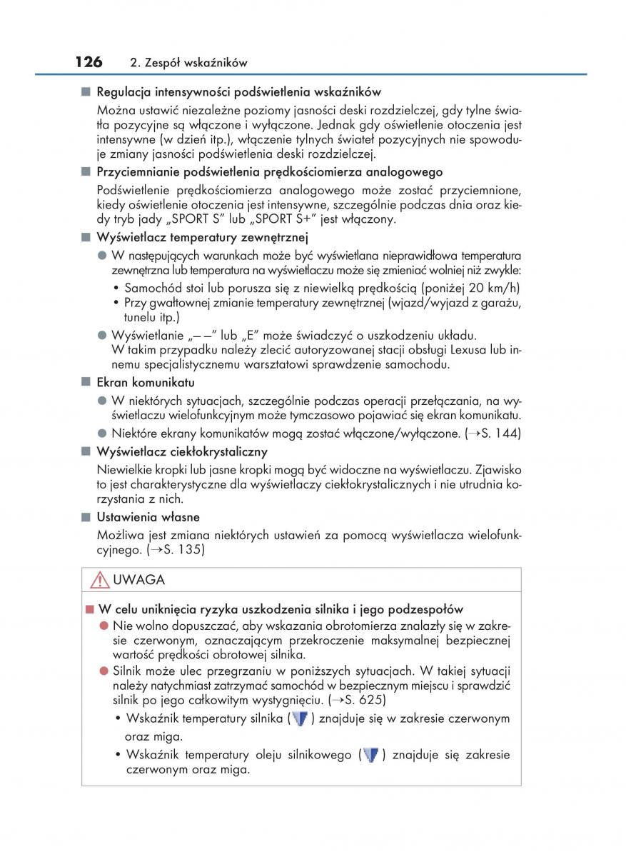 Lexus RC instrukcja obslugi / page 126