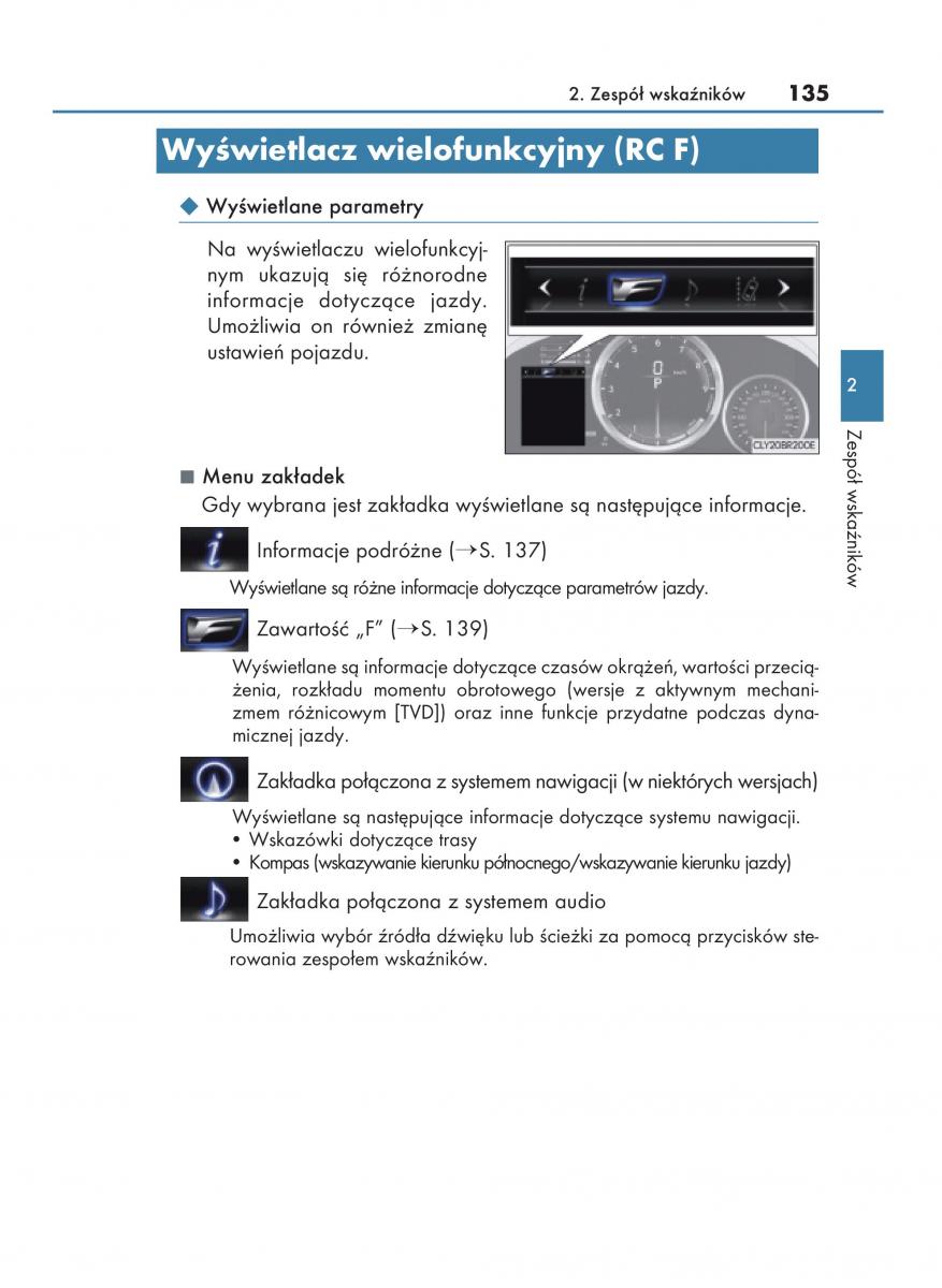 Lexus RC instrukcja obslugi / page 135