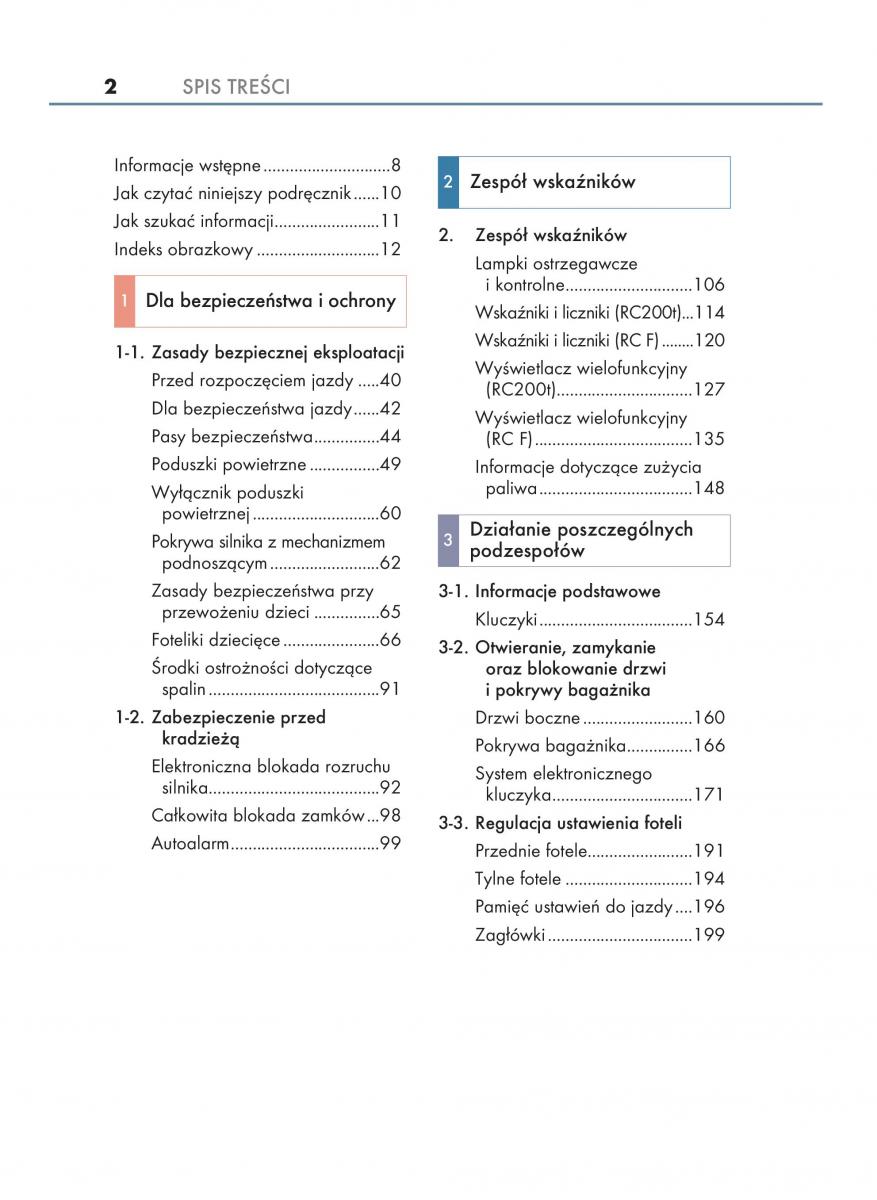 Lexus RC instrukcja obslugi / page 2