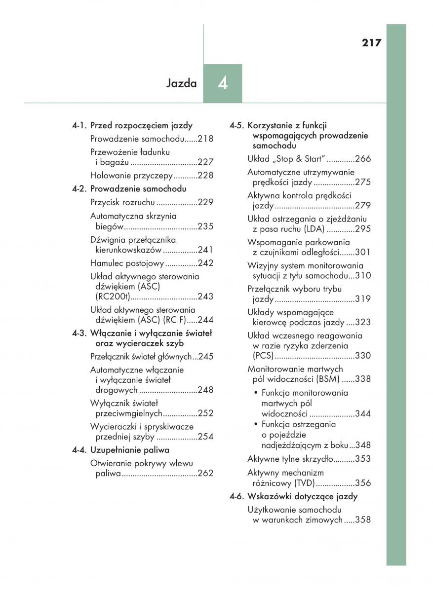 Lexus RC instrukcja obslugi / page 217