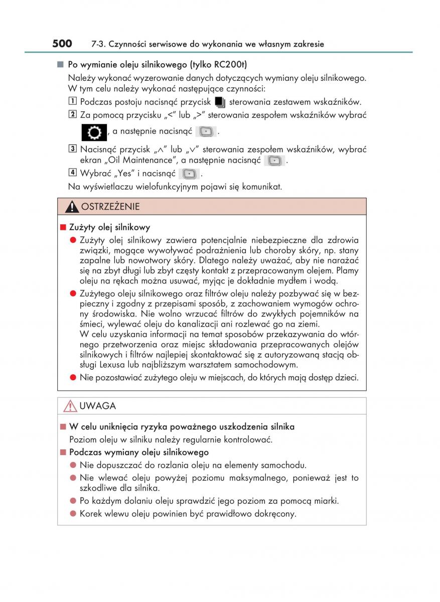Lexus RC instrukcja obslugi / page 500