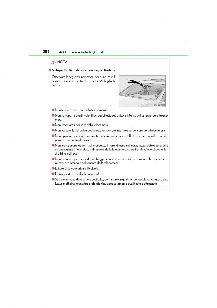 Lexus LS460 IV 4 manuale del proprietario / page 252