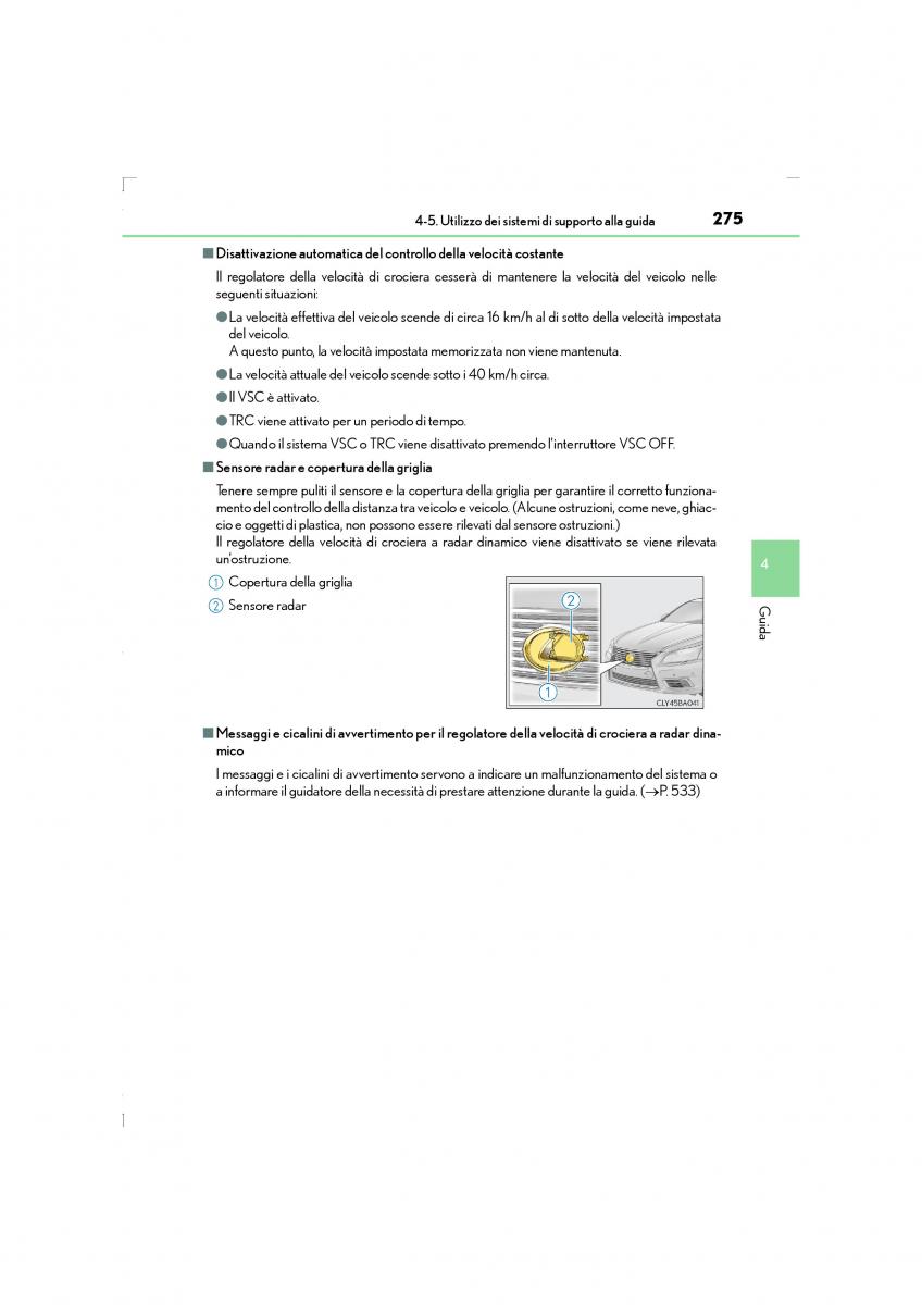 Lexus LS460 IV 4 manuale del proprietario / page 275