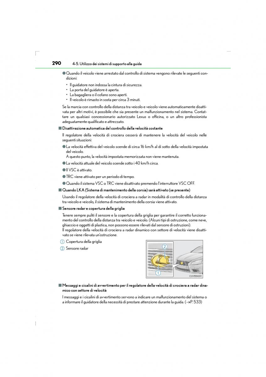 Lexus LS460 IV 4 manuale del proprietario / page 290