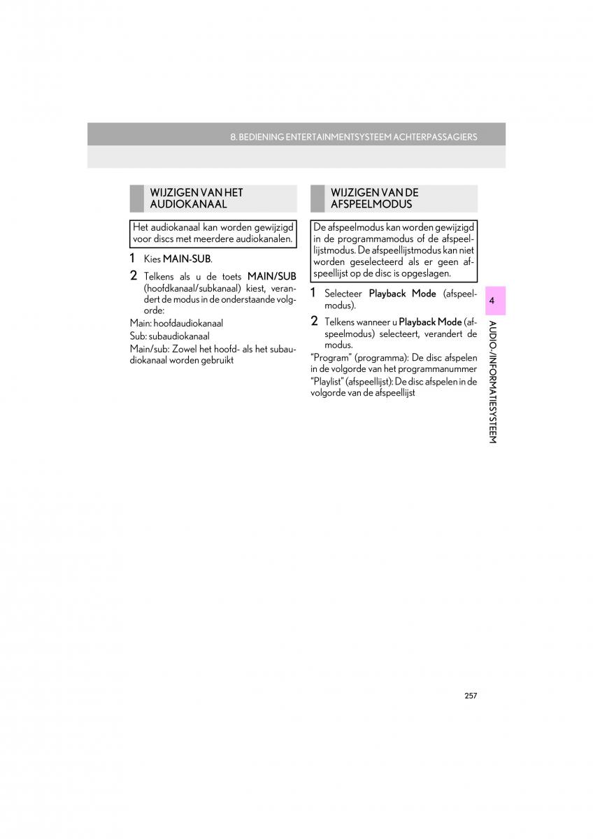 Lexus LS460 IV 4 handleiding / page 257