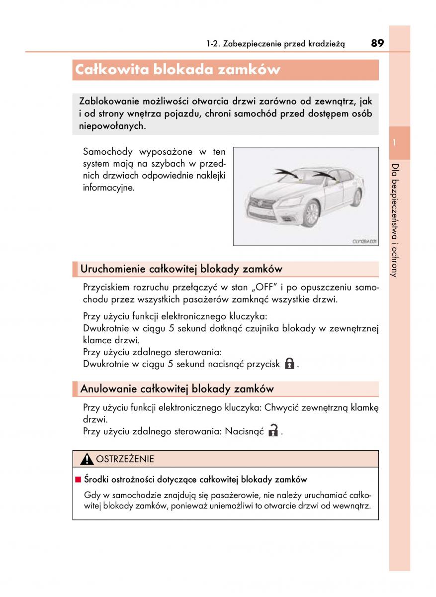 Lexus LS460 IV 4 instrukcja obslugi / page 89