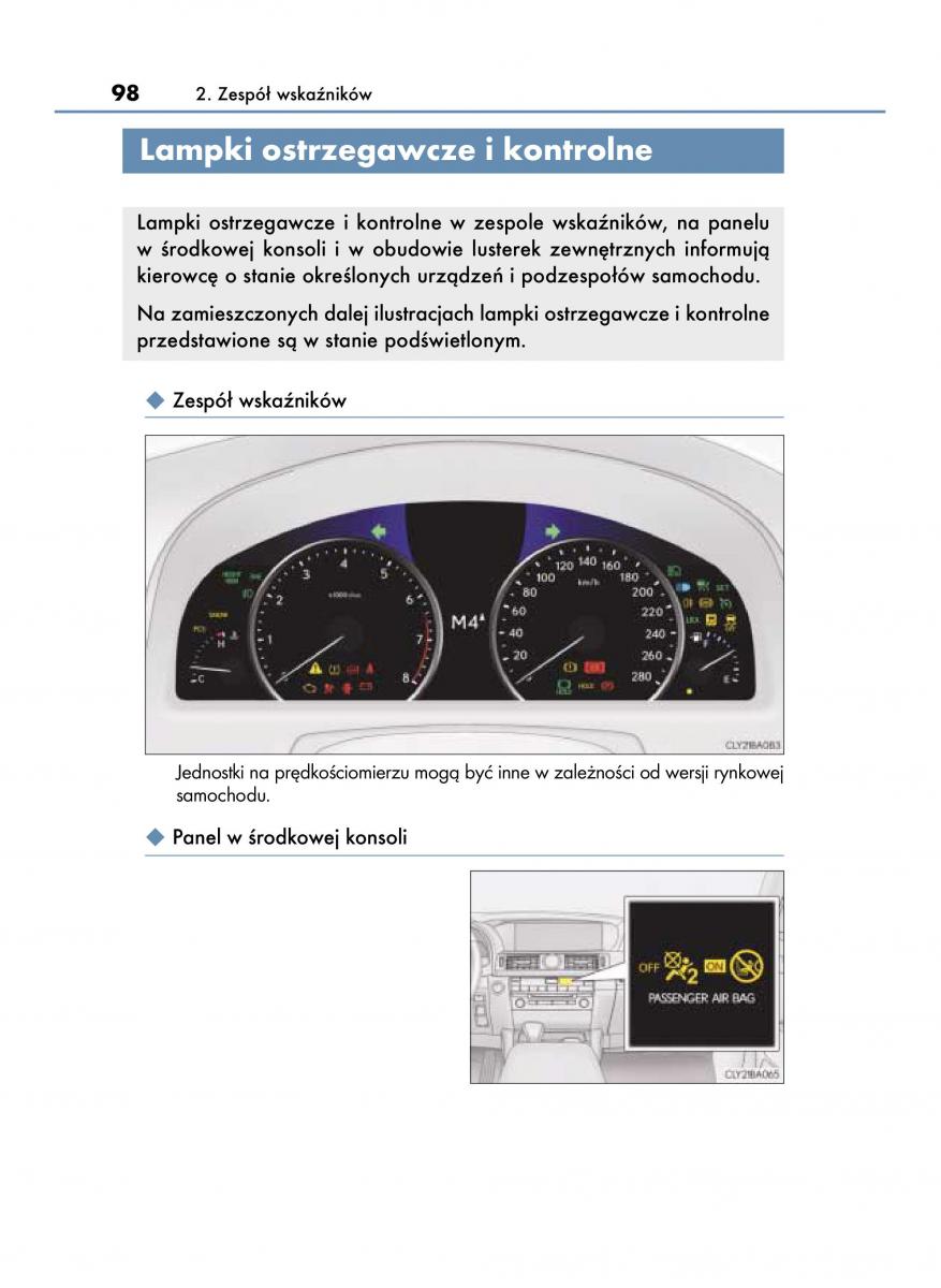 Lexus LS460 IV 4 instrukcja obslugi / page 98