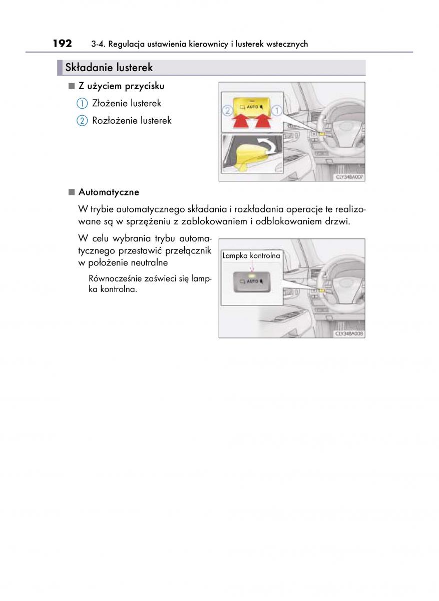 Lexus LS460 IV 4 instrukcja obslugi / page 192