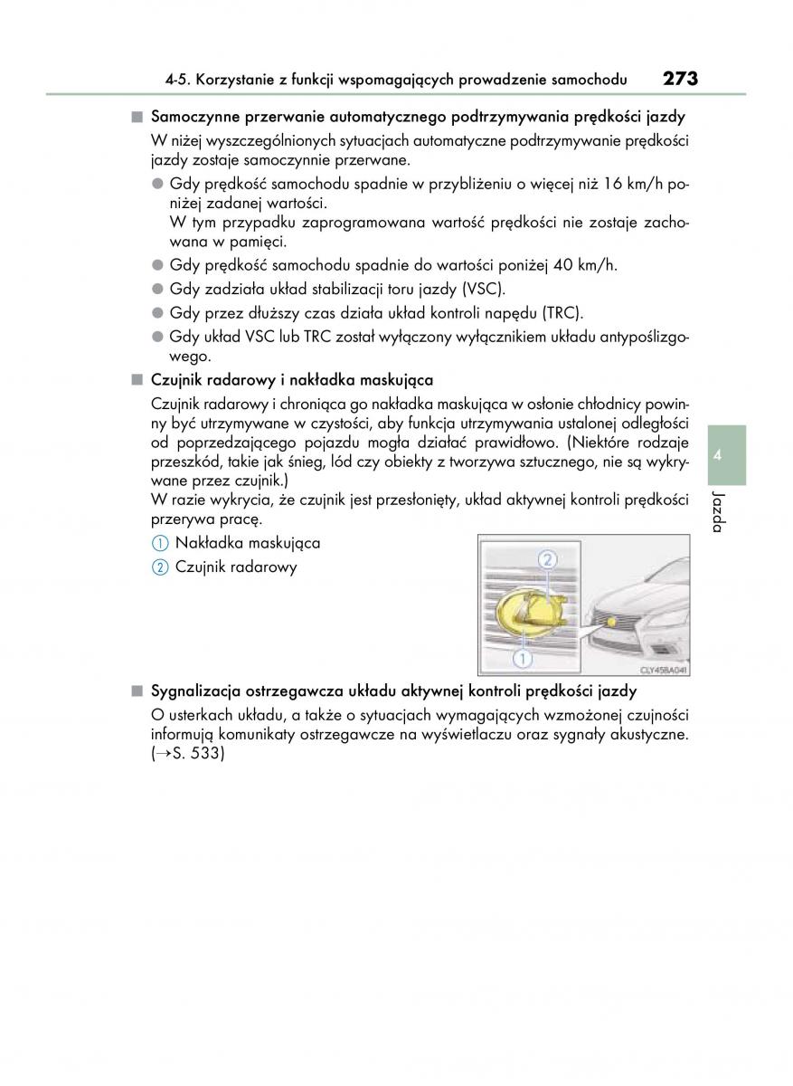 Lexus LS460 IV 4 instrukcja obslugi / page 273