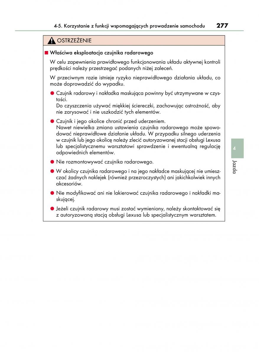 Lexus LS460 IV 4 instrukcja obslugi / page 277