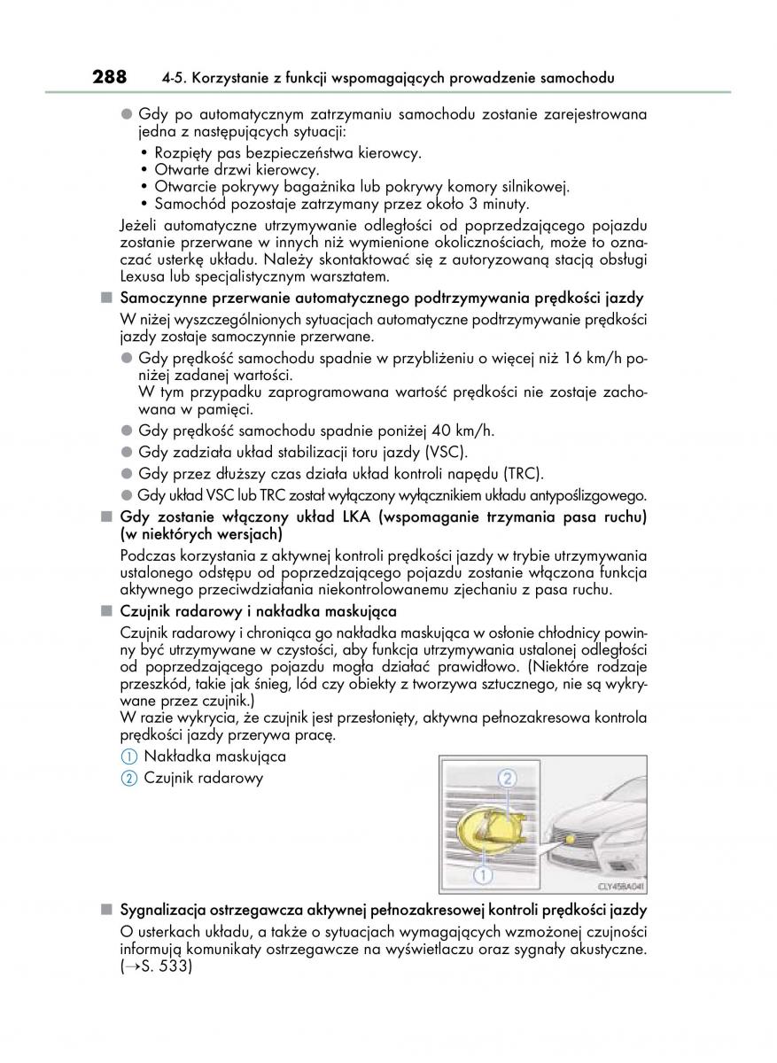 Lexus LS460 IV 4 instrukcja obslugi / page 288