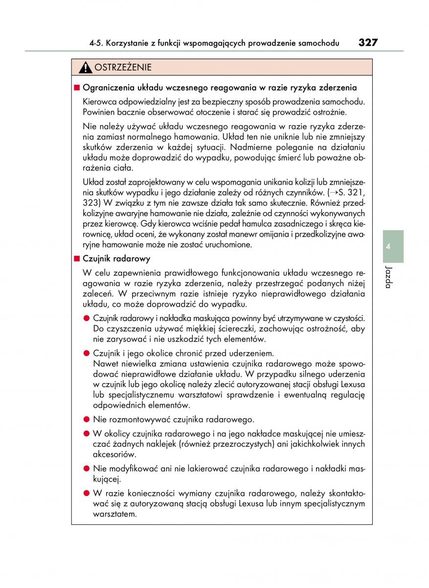 Lexus LS460 IV 4 instrukcja obslugi / page 327