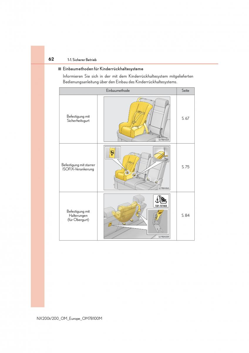 Lexus NX Handbuch / page 62