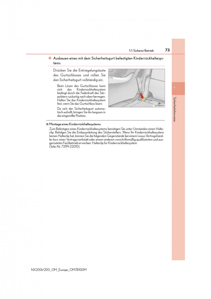 Lexus NX Handbuch / page 73