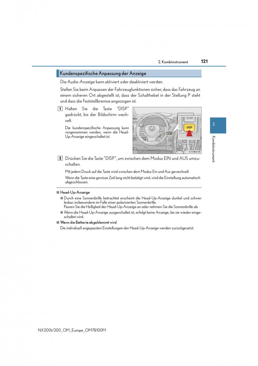 Lexus NX Handbuch / page 121