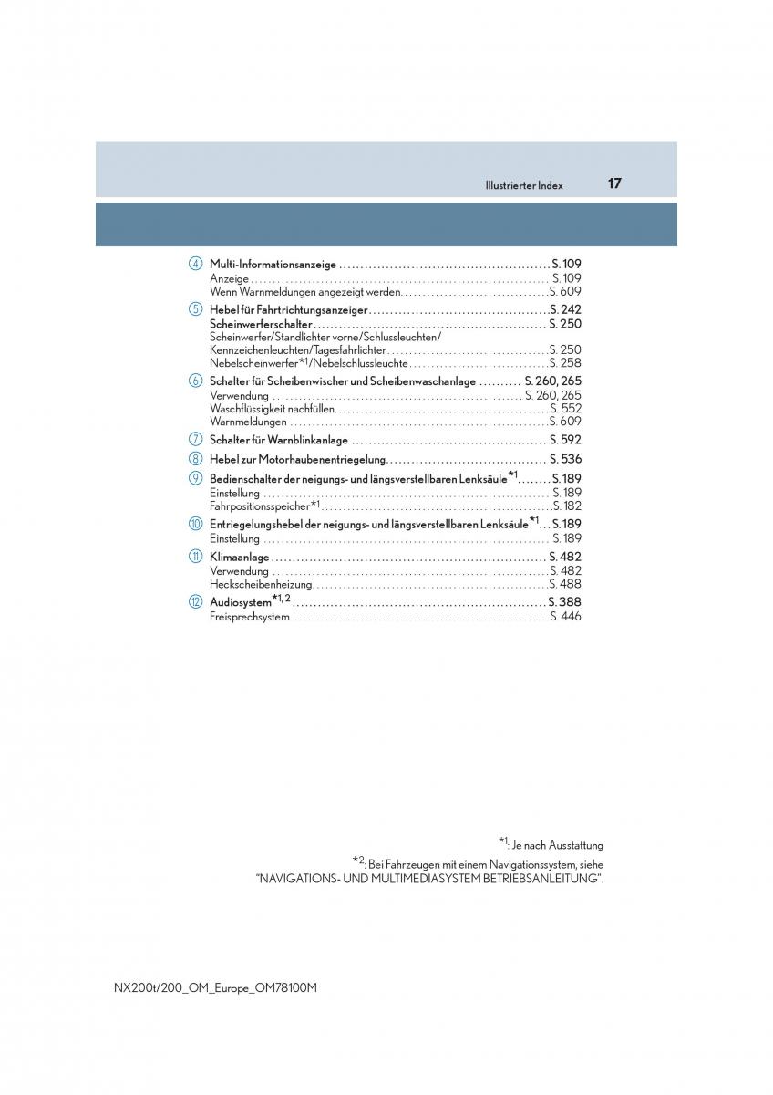 Lexus NX Handbuch / page 17