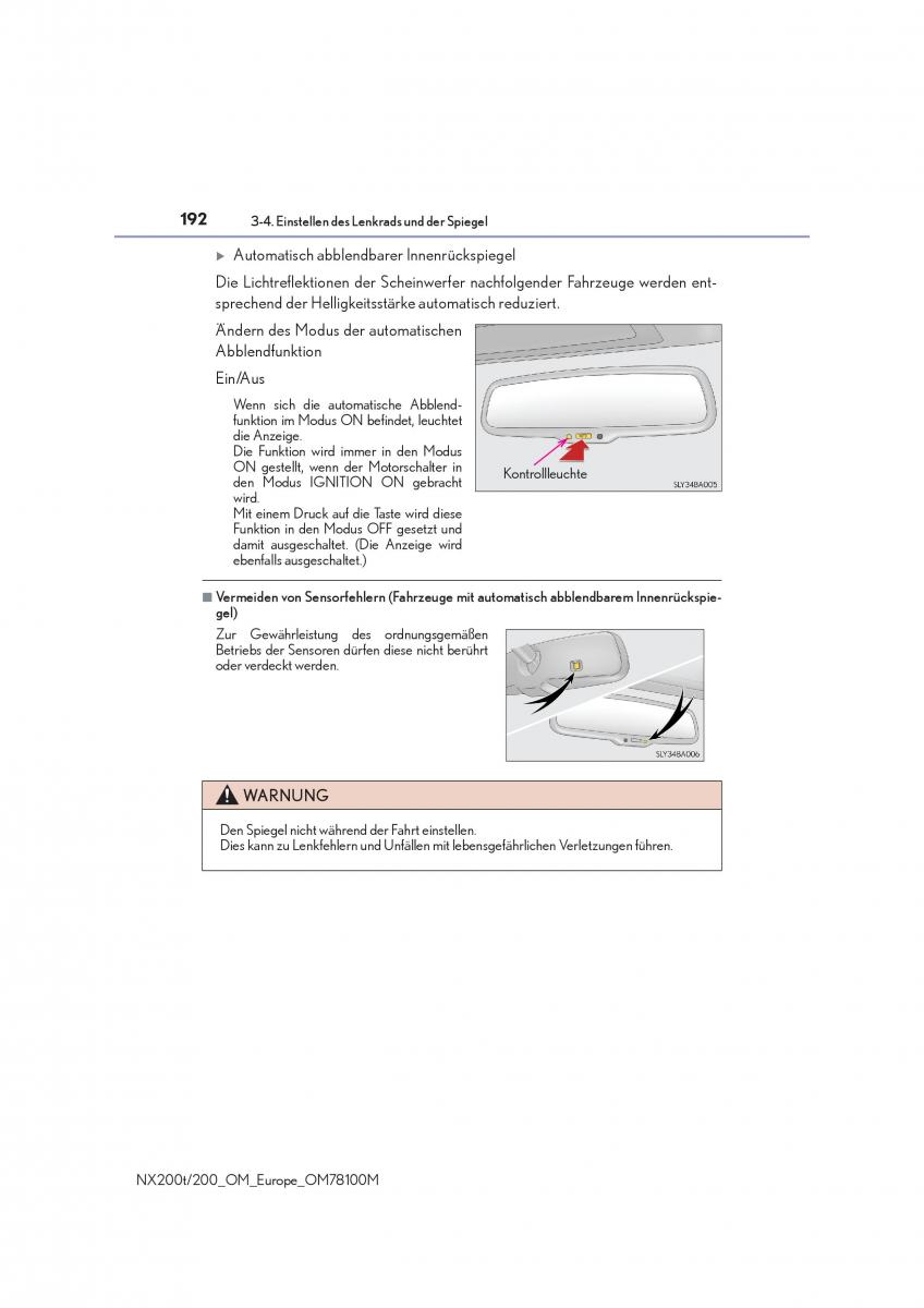 Lexus NX Handbuch / page 192