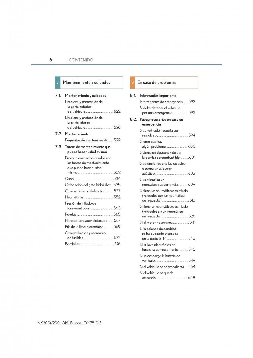 Lexus NX manual del propietario / page 6