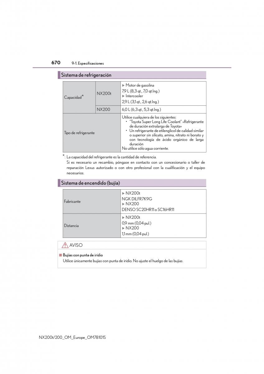 Lexus NX manual del propietario / page 670