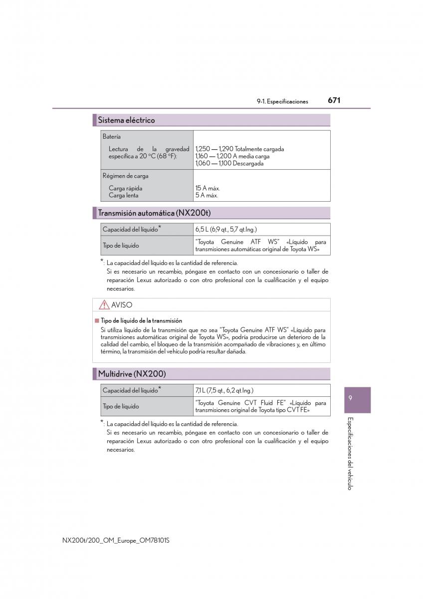 Lexus NX manual del propietario / page 671