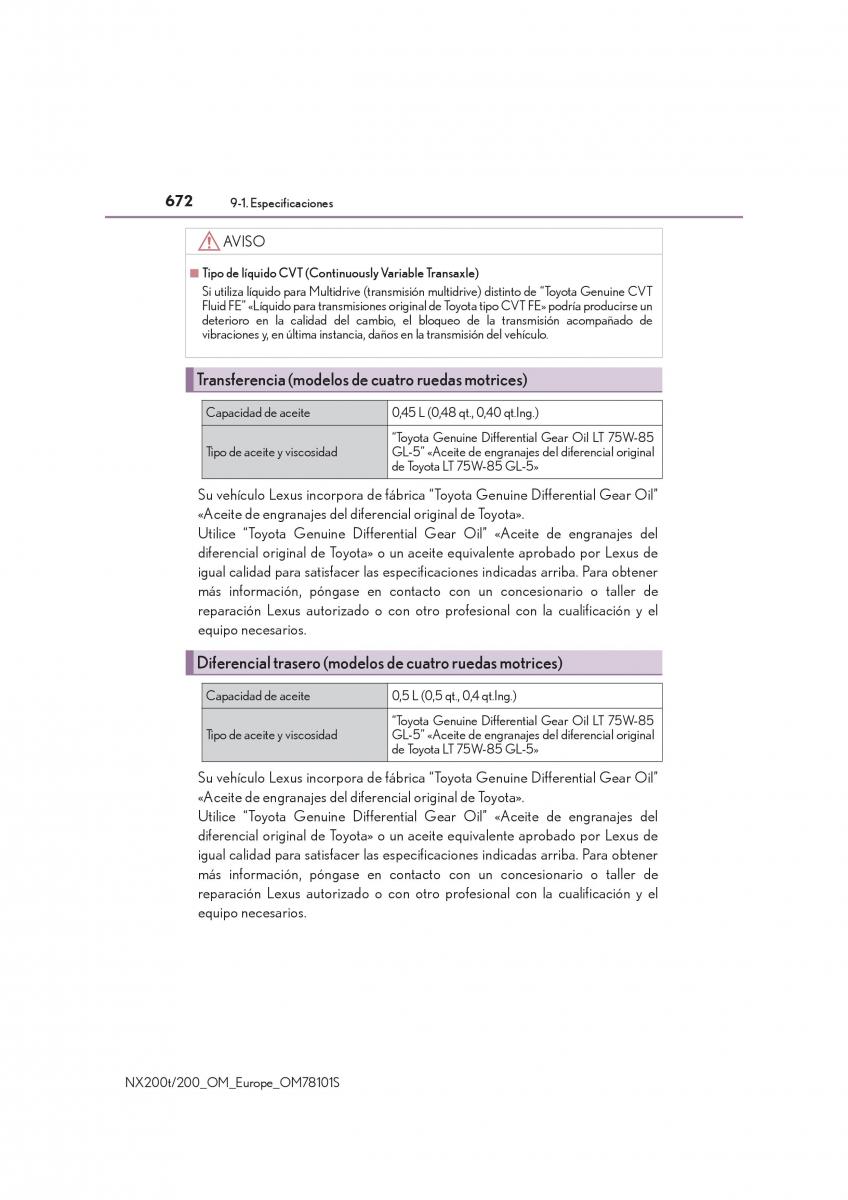 Lexus NX manual del propietario / page 672