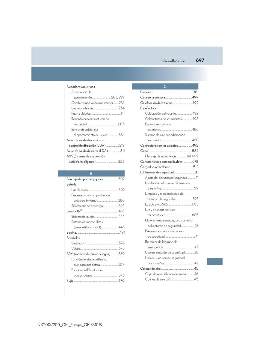 Lexus NX manual del propietario / page 697