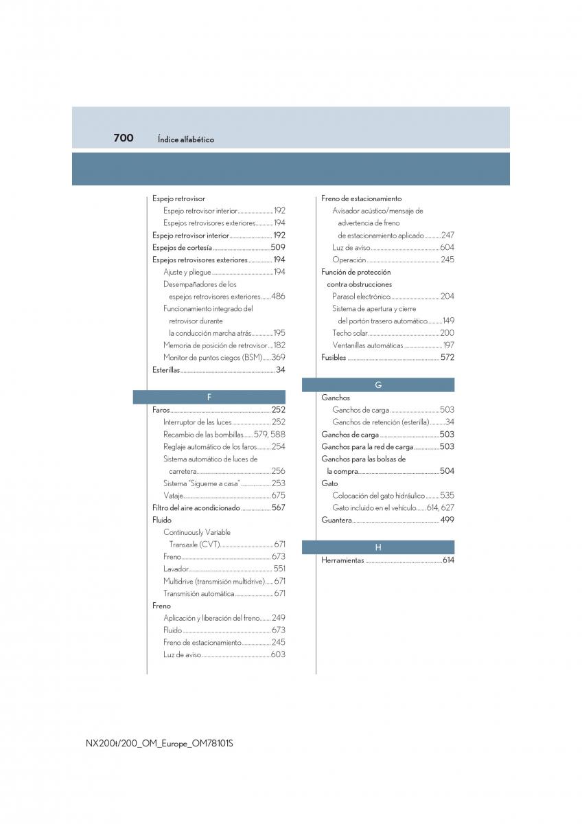 Lexus NX manual del propietario / page 700