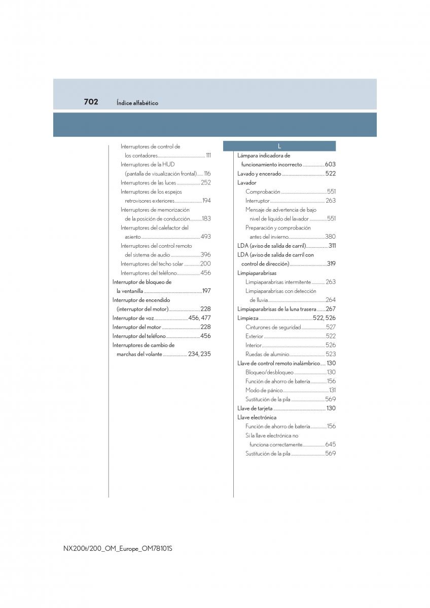 Lexus NX manual del propietario / page 702