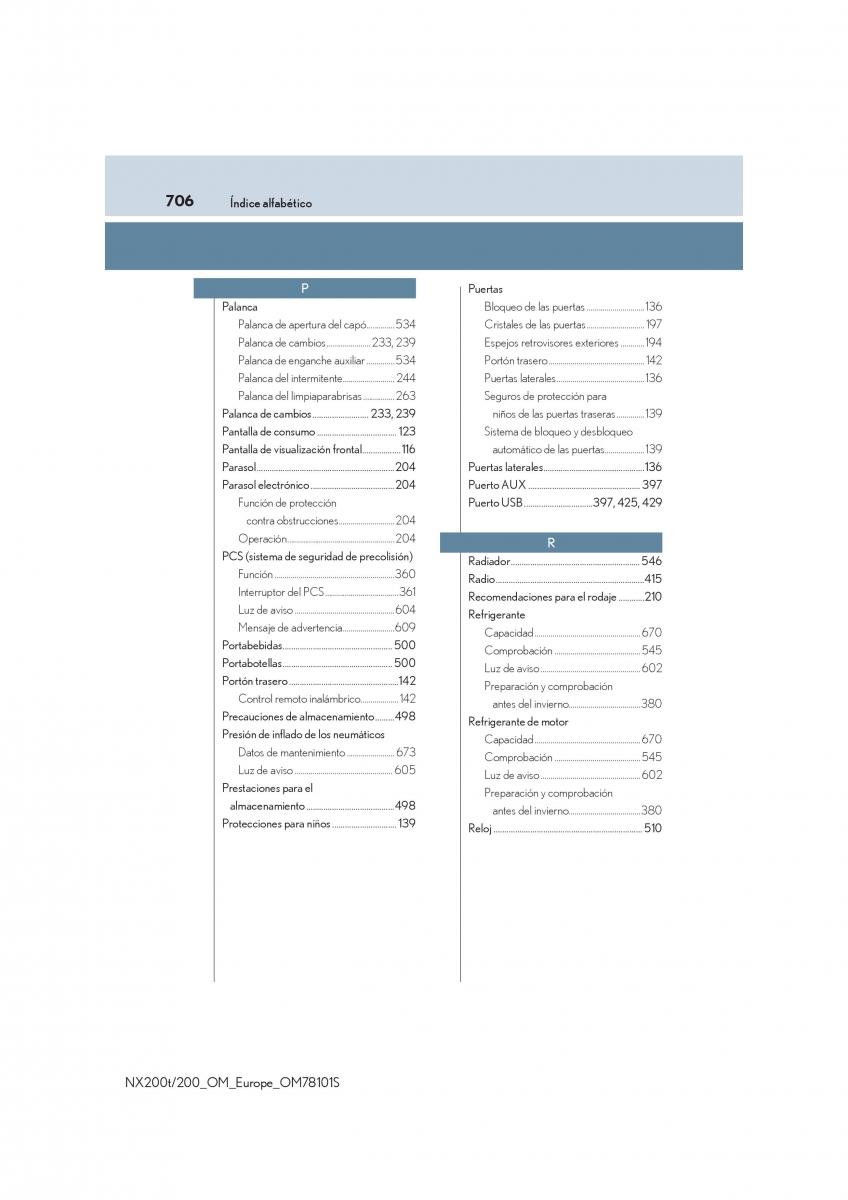 Lexus NX manual del propietario / page 706