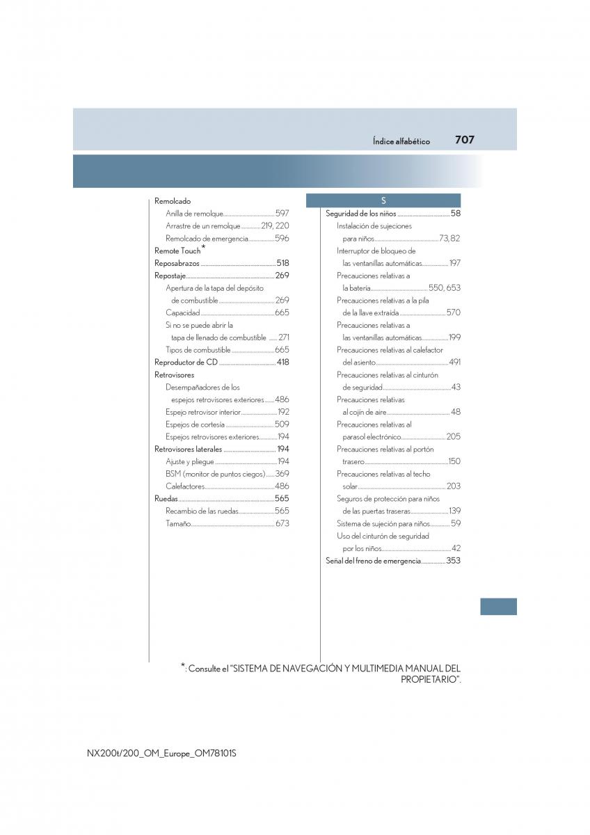 Lexus NX manual del propietario / page 707
