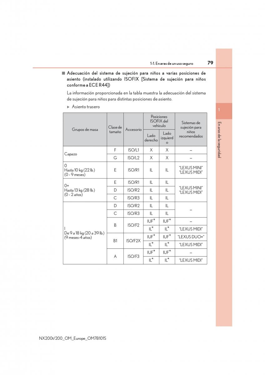 Lexus NX manual del propietario / page 79