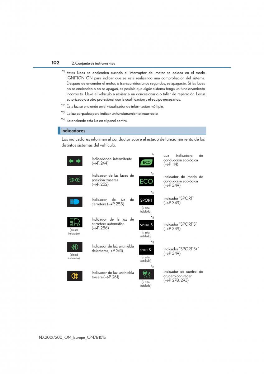 Lexus NX manual del propietario / page 102