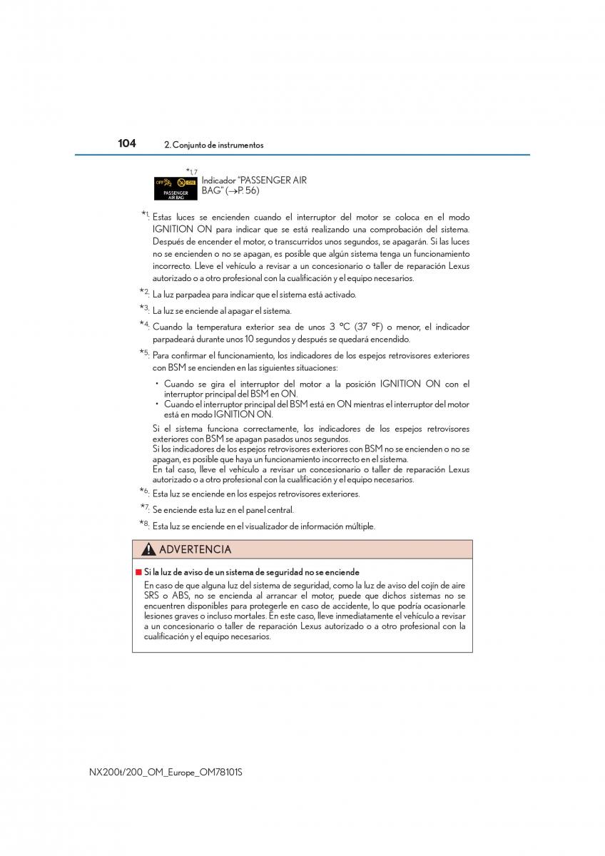 Lexus NX manual del propietario / page 104