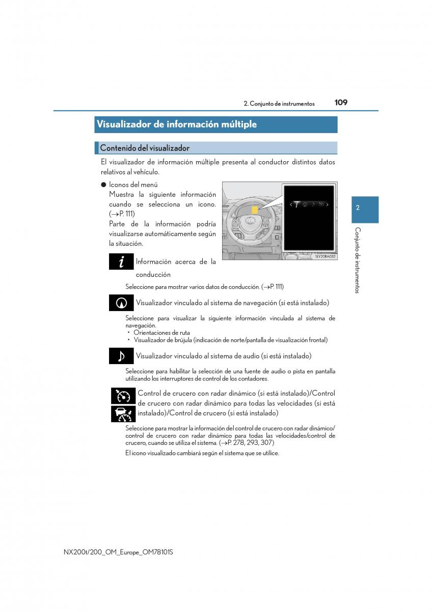 Lexus NX manual del propietario / page 109