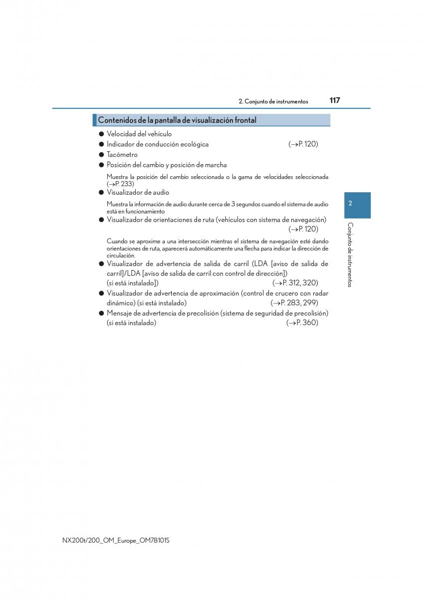 Lexus NX manual del propietario / page 117