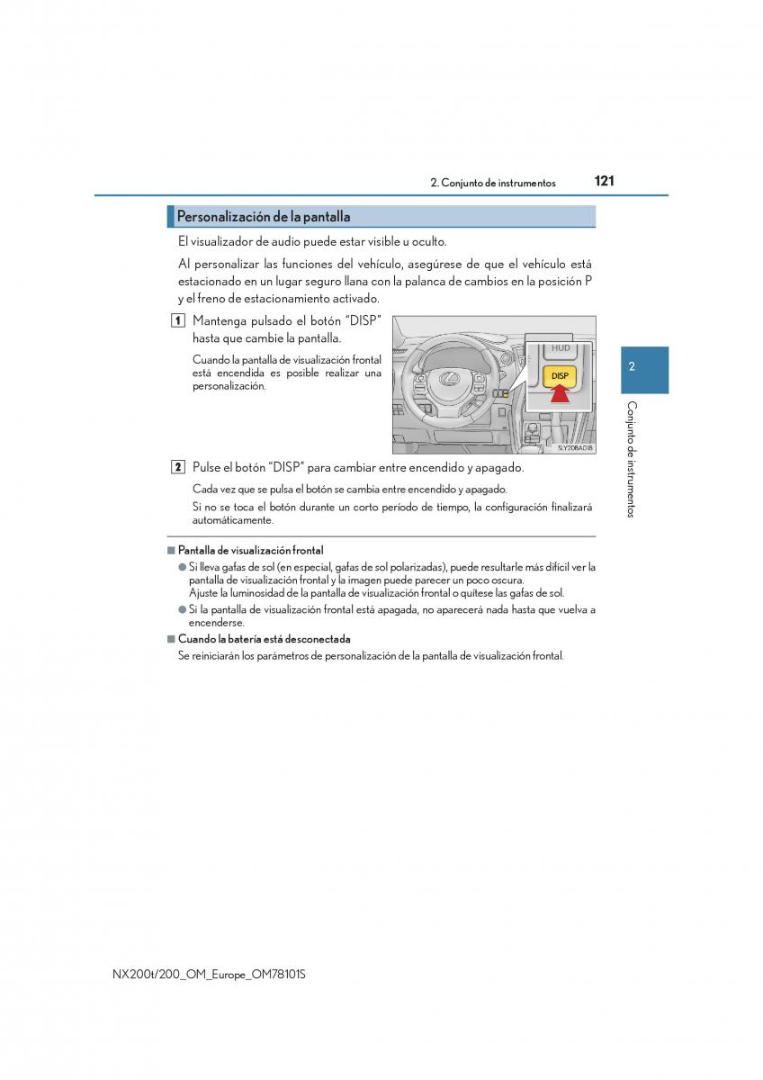 Lexus NX manual del propietario / page 121