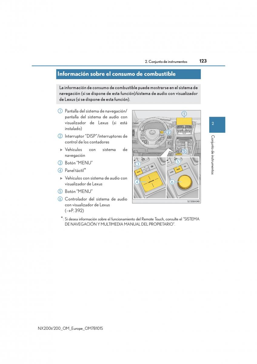 Lexus NX manual del propietario / page 123