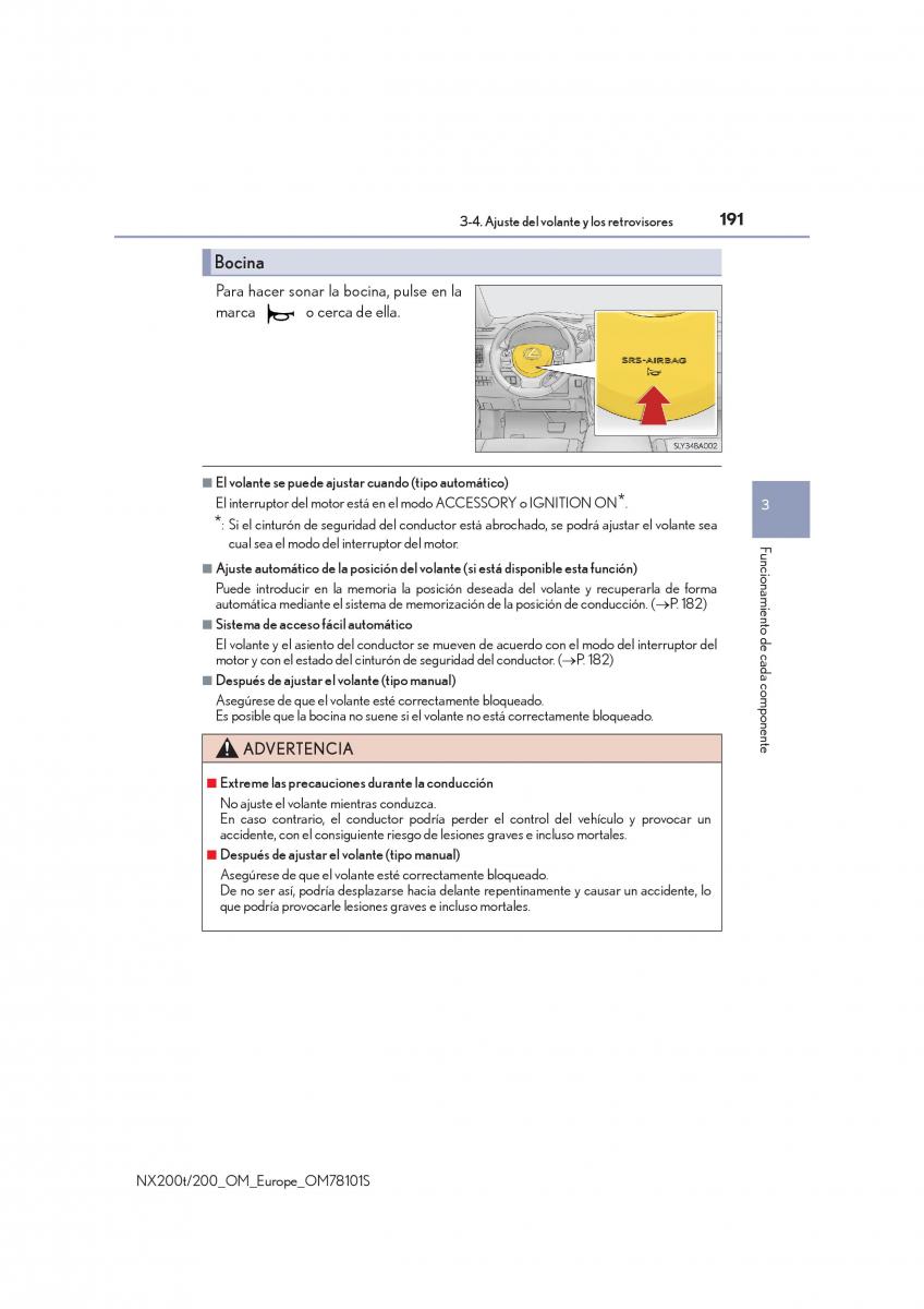 Lexus NX manual del propietario / page 191