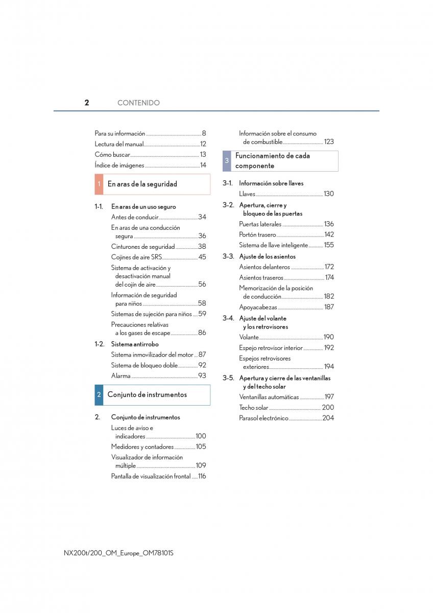 Lexus NX manual del propietario / page 2