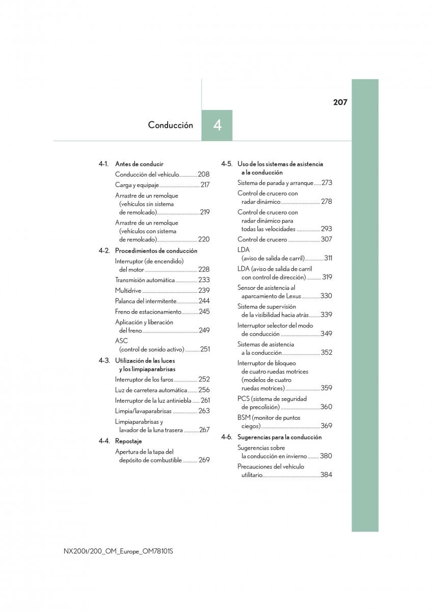 Lexus NX manual del propietario / page 207