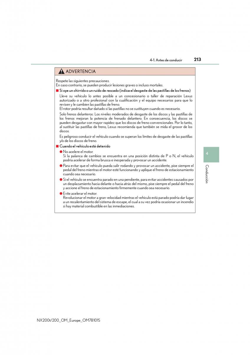 Lexus NX manual del propietario / page 213