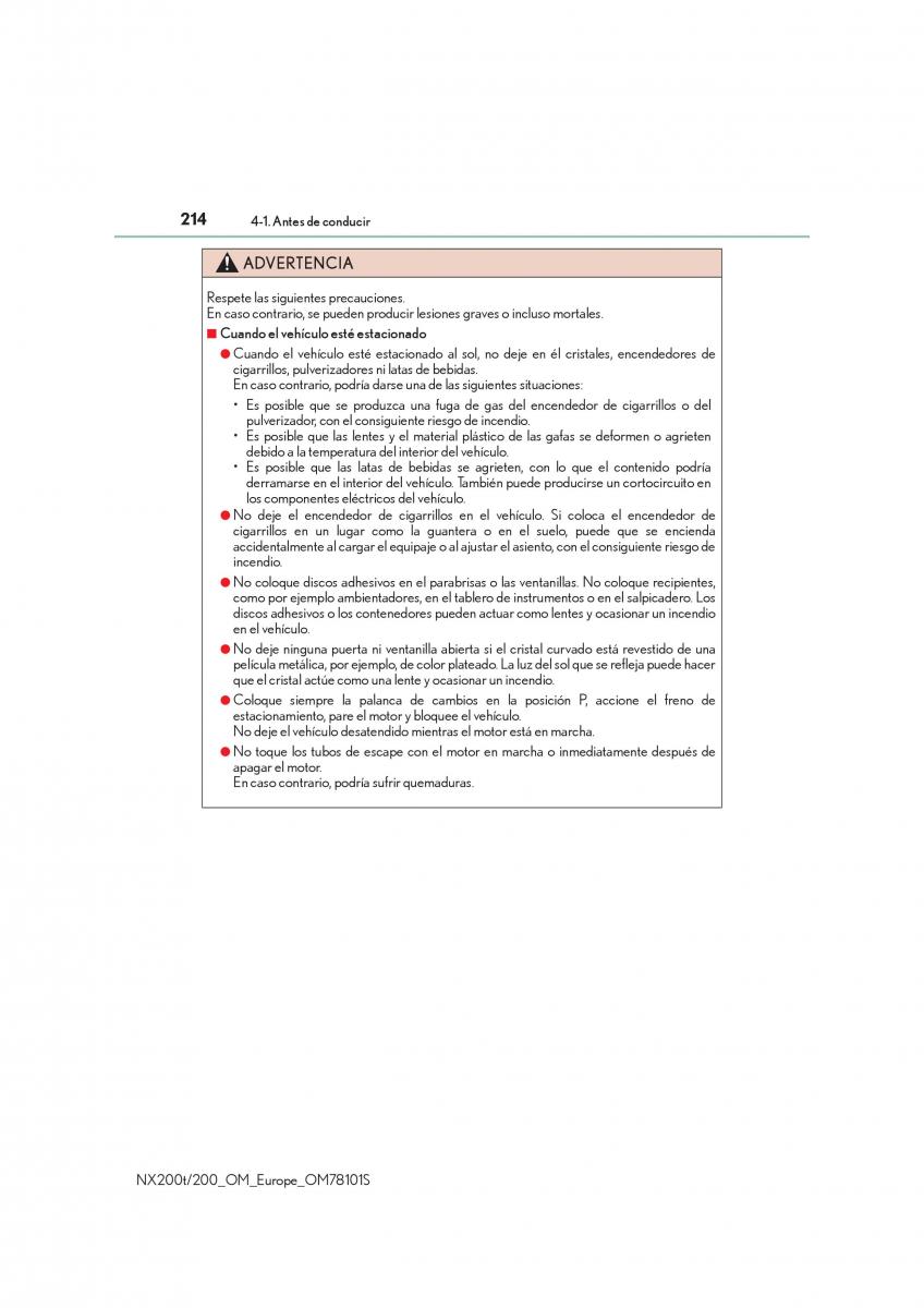 Lexus NX manual del propietario / page 214