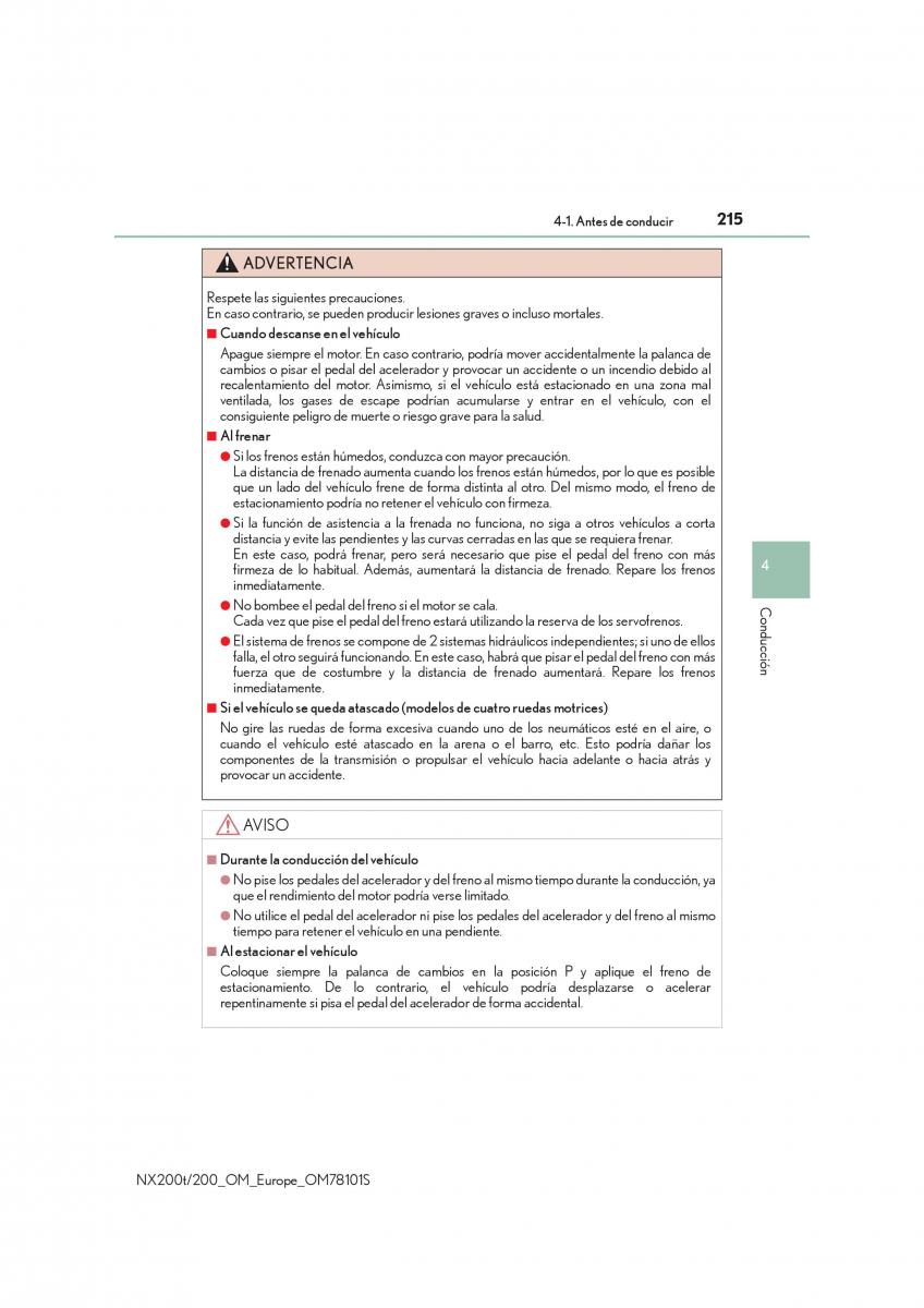 Lexus NX manual del propietario / page 215