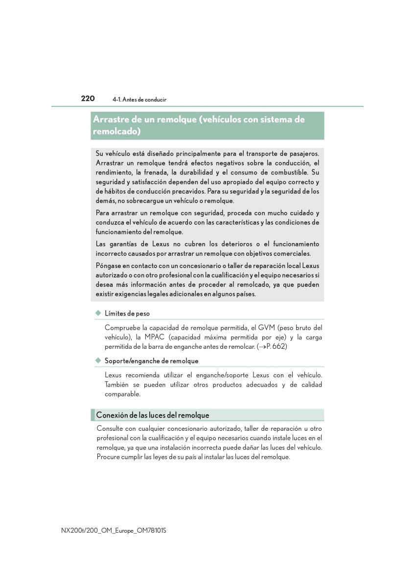 Lexus NX manual del propietario / page 220